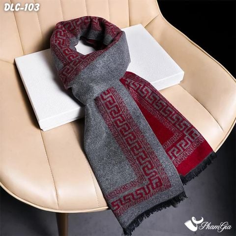 Khăn Choàng Dạ Lông Cừu Họa Tiết Hy Lạp Màu Đỏ - Xám Cá Tính Cho Nam (DLC103)