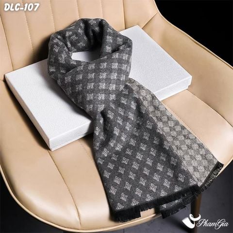 Khăn Choàng Dạ Lông Cừu Họa Tiết Monogram Màu Xám Cá Tính Cho Nam (DLC107)