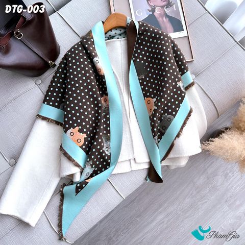 Khăn Choàng Dạ Tam Giác Họa Tiết Mèo Chấm Bi Màu Đen