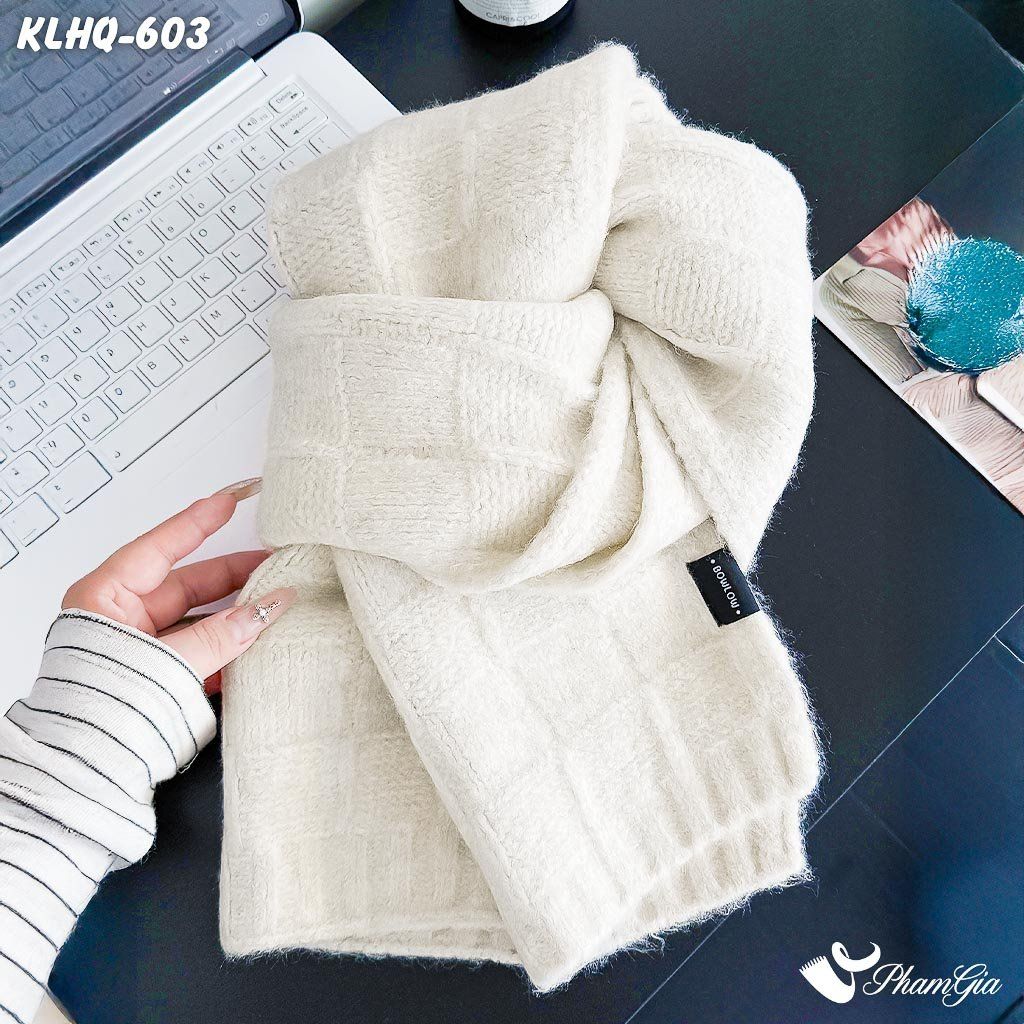 Khăn Choàng Len Giữ Ấm Đơn Sắc Màu Beige Cao Cấp (KLHQ603)