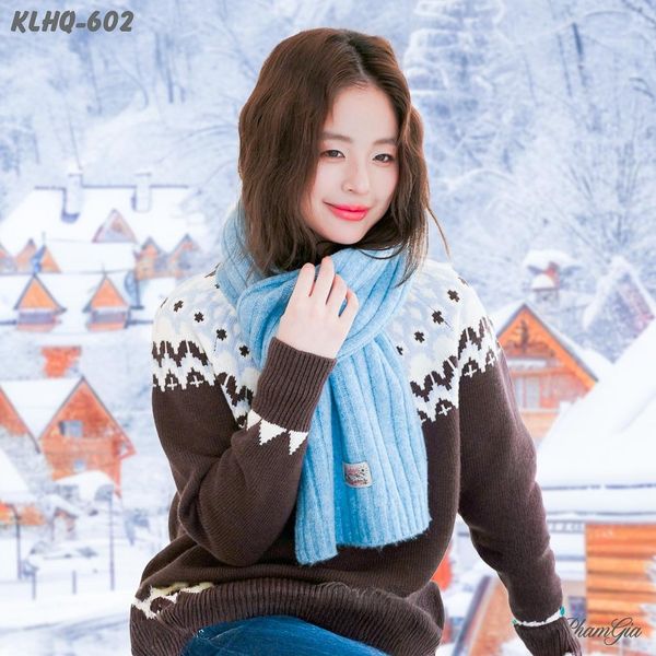 Khăn Choàng Len Giữ Ấm Đơn Sắc Màu Xanh Baby Cao Cấp (KLHQ602)