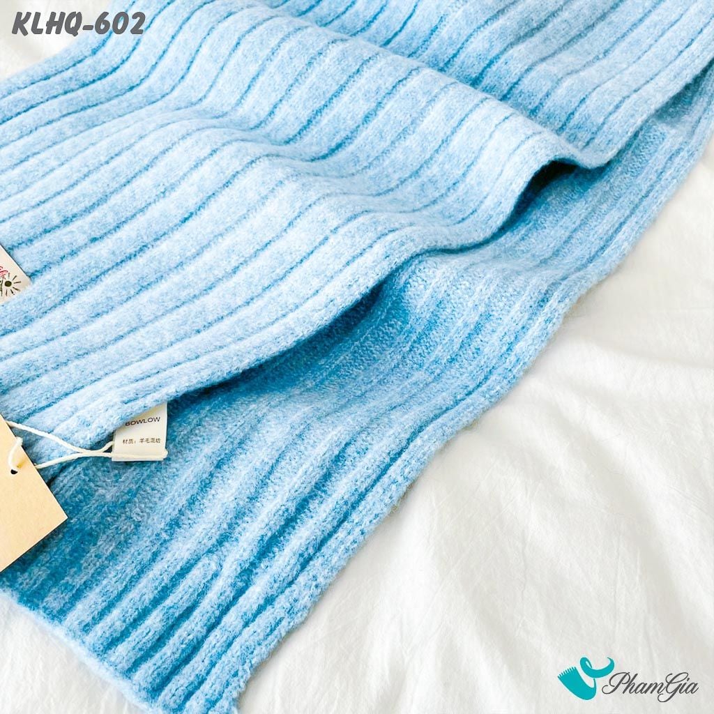 Khăn Choàng Len Giữ Ấm Đơn Sắc Màu Xanh Baby Cao Cấp (KLHQ602)
