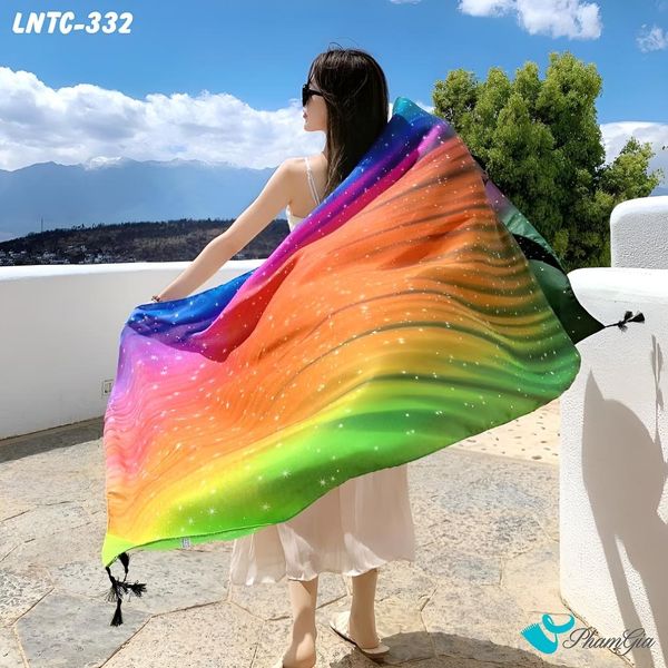 Khăn Choàng Linen Boho Họa Tiết Galaxy Phối Nhiều Màu Rực Rỡ (LNTC332)