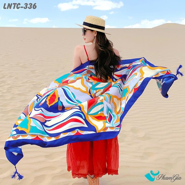 Khăn Choàng Linen Boho Họa Tiết Trừu Tượng Phối Nhiều Màu Nổi Bật (LNTC336)