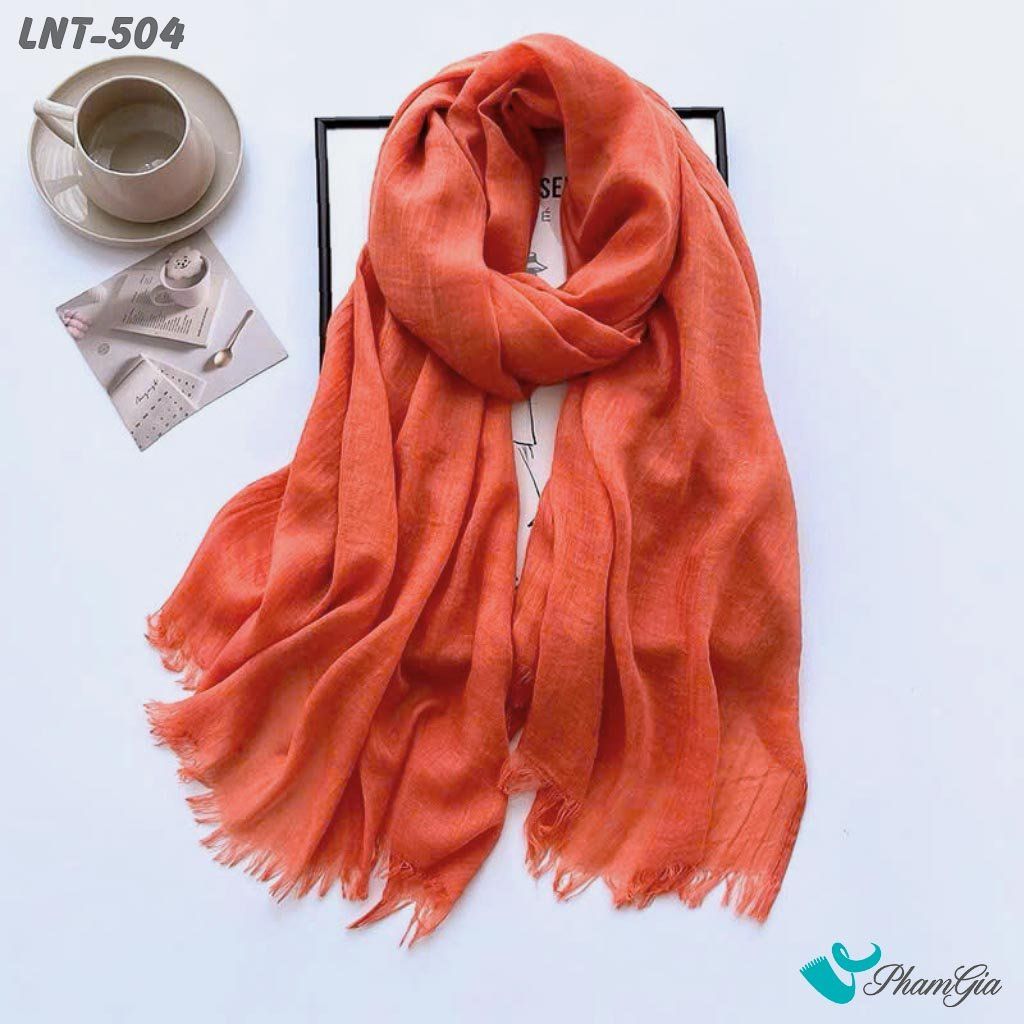 Khăn Choàng Linen Đơn Sắc Cao Cấp Màu Cam Gạch (LNT504)