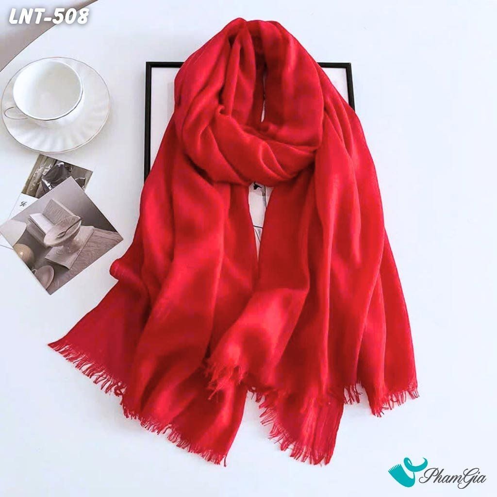 Khăn Choàng Linen Đơn Sắc Cao Cấp Màu Đỏ Tươi (LNT508)