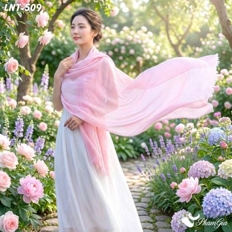 Khăn Choàng Linen Đơn Sắc Cao Cấp Màu Hồng Baby (LNT509)