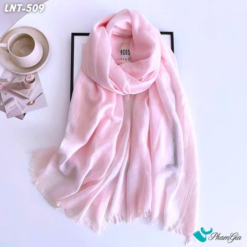 Khăn Choàng Linen Đơn Sắc Cao Cấp Màu Hồng Baby (LNT509)