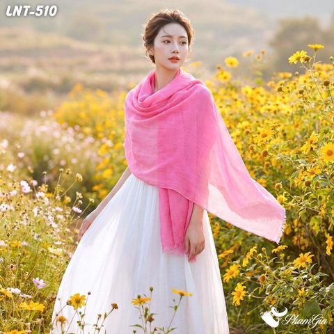 Khăn Choàng Linen Đơn Sắc Cao Cấp Màu Hồng Sen (LNT510)