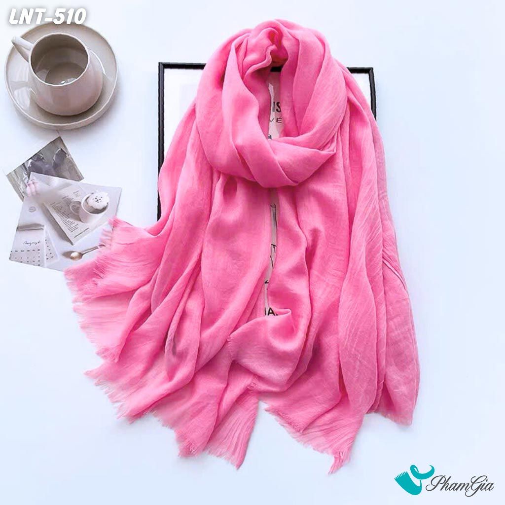Khăn Choàng Linen Đơn Sắc Cao Cấp Màu Hồng Sen (LNT510)
