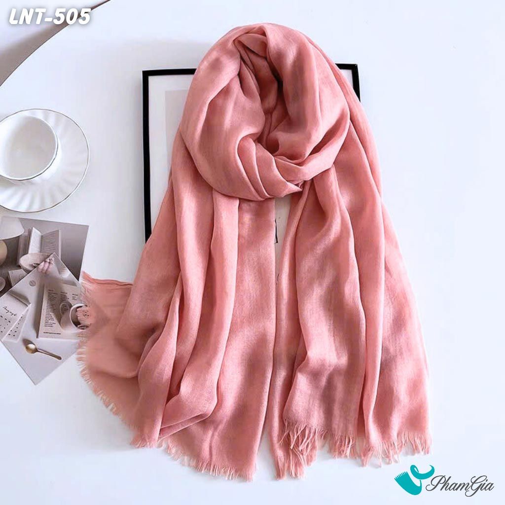 Khăn Choàng Linen Đơn Sắc Cao Cấp Màu Hồng Sữa (LNT505)