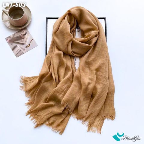 Khăn Choàng Linen Đơn Sắc Cao Cấp Màu Nâu Tây (LNT503)