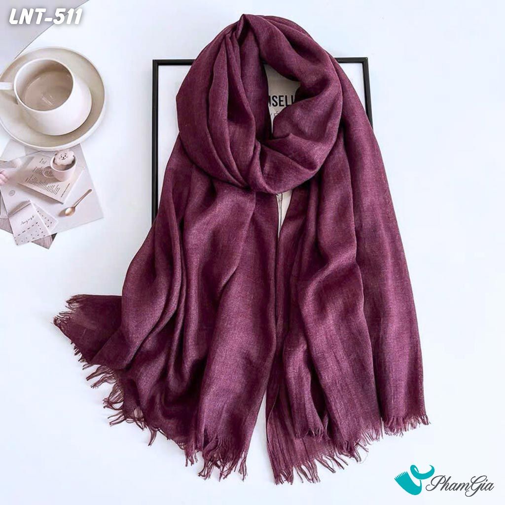Khăn Choàng Linen Đơn Sắc Cao Cấp Màu Tím Nho (LNT511)