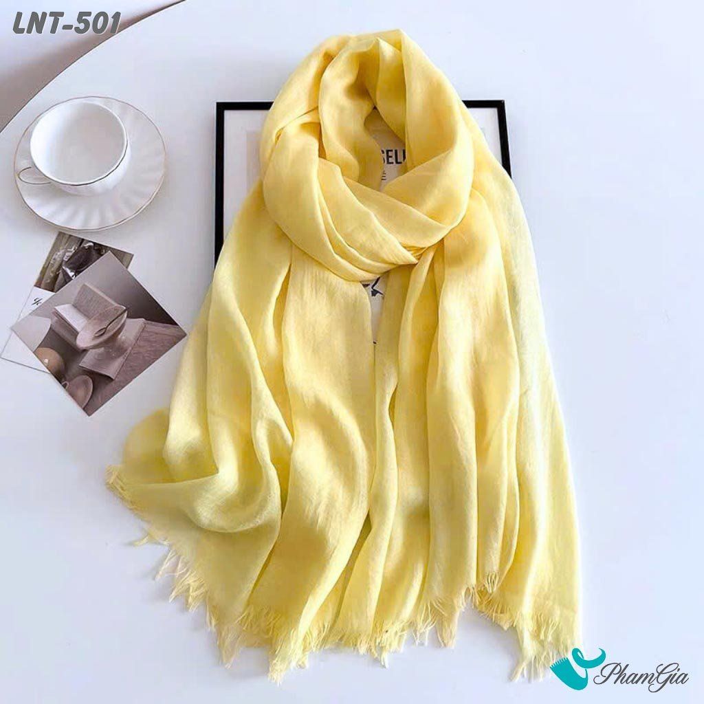 Khăn Choàng Linen Đơn Sắc Cao Cấp Màu Vàng Lông Gà Con (LNT501)