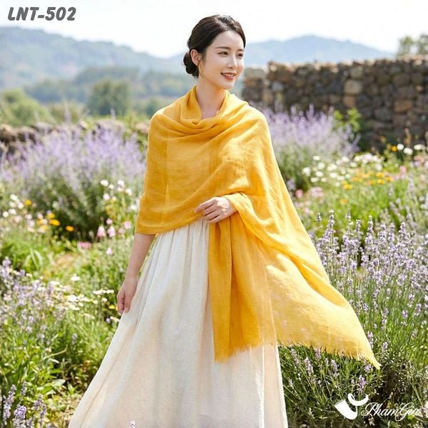 Khăn Choàng Linen Đơn Sắc Cao Cấp Màu Vàng Nghệ (LNT502)