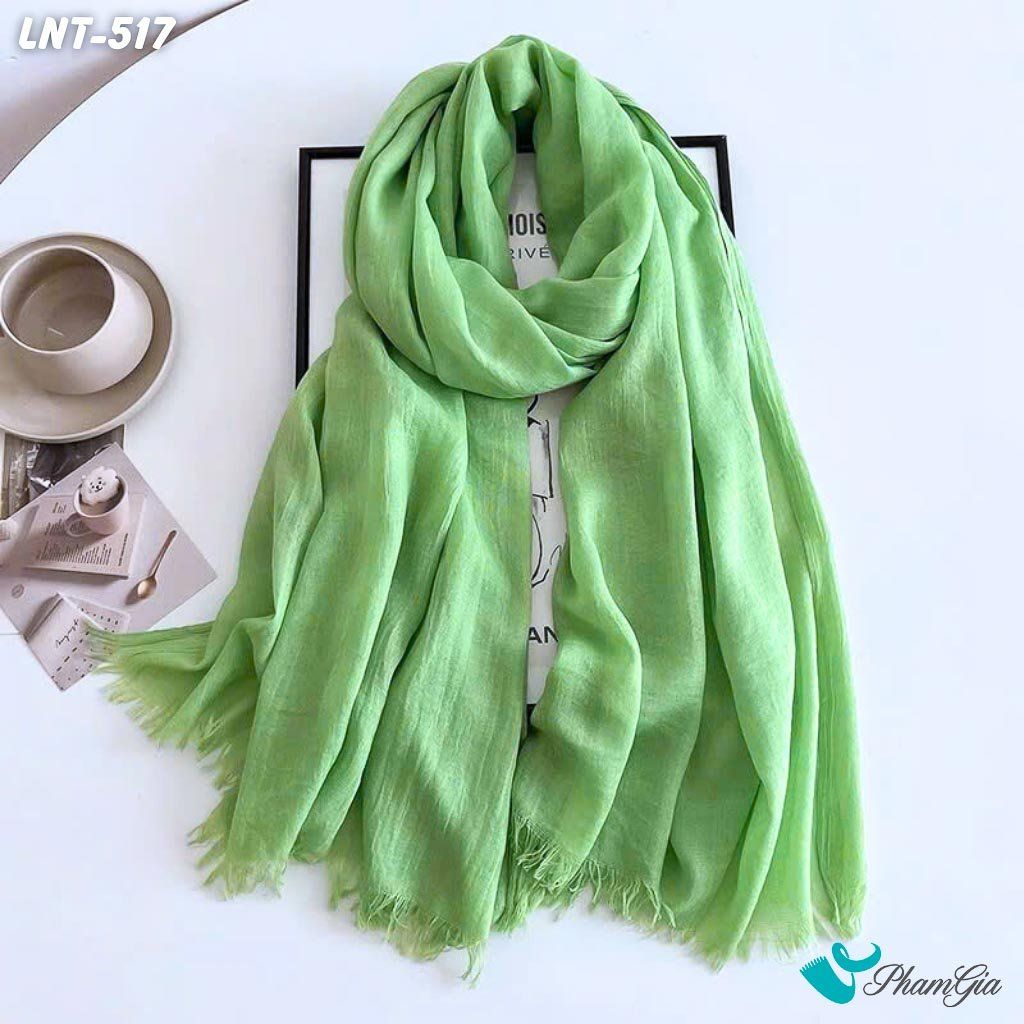 Khăn Choàng Linen Đơn Sắc Cao Cấp Màu Xanh Bơ (LNT517)