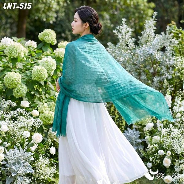 Khăn Choàng Linen Đơn Sắc Cao Cấp Màu Xanh Cẩm Thạch (LNT515)