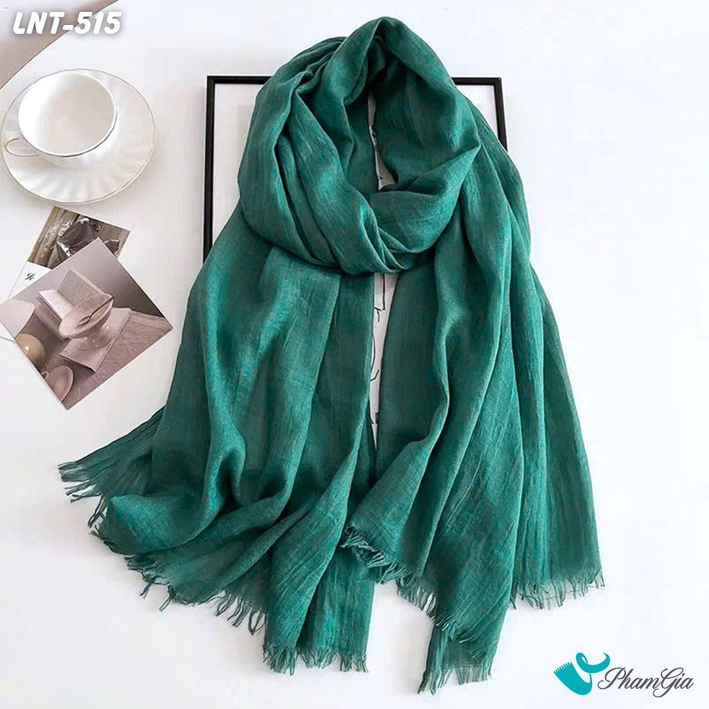 Khăn Choàng Linen Đơn Sắc Cao Cấp Màu Xanh Cẩm Thạch (LNT515)