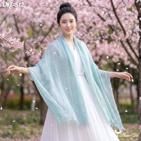 Khăn Choàng Linen Đơn Sắc Cao Cấp Màu Xanh Ngọc (LNT512)