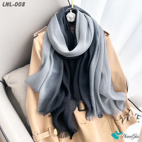 Khăn Choàng Linen Loang Vintage Phối Màu Đen - Xám Khói (LNL008)