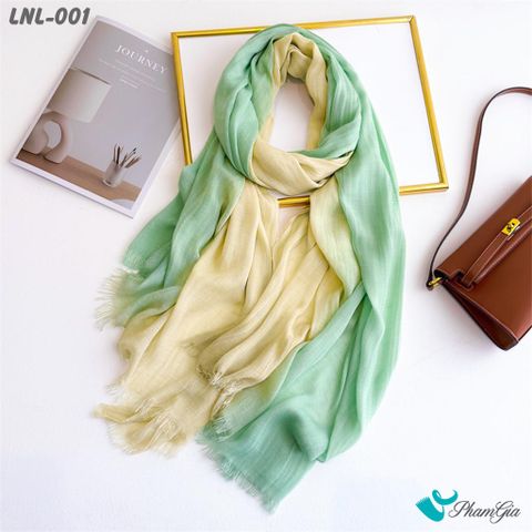 Khăn Choàng Linen Loang Vintage Phối Màu Kem - Xanh Mint (LNL001)