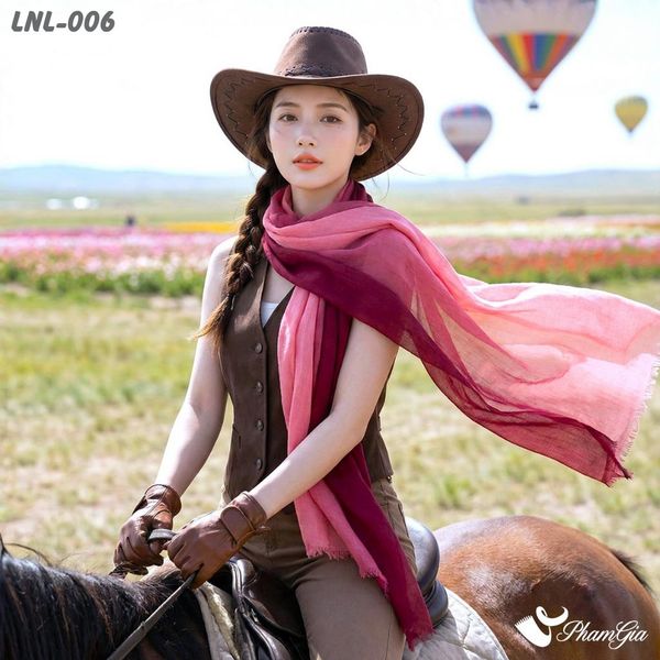 Khăn Choàng Linen Loang Vintage Màu Đỏ Đô (LNL006)