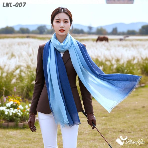 Khăn Choàng Linen Loang Vintage Màu Xanh Navy (LNL007)