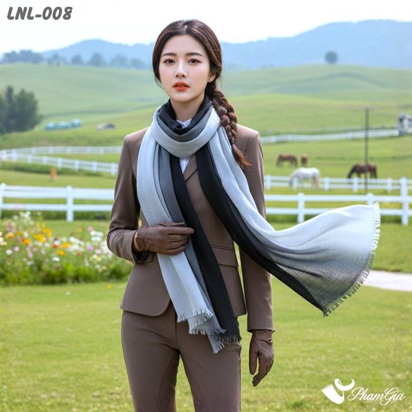 Khăn Choàng Linen Loang Vintage Phối Màu Đen - Xám Khói (LNL008)