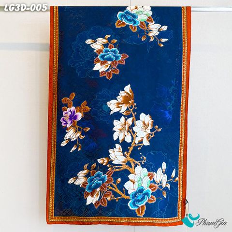 Khăn Choàng Lụa Gấm 3D Cao Cấp Họa Tiết Hoa Mộc Lan Quý Phái (LG3D005)