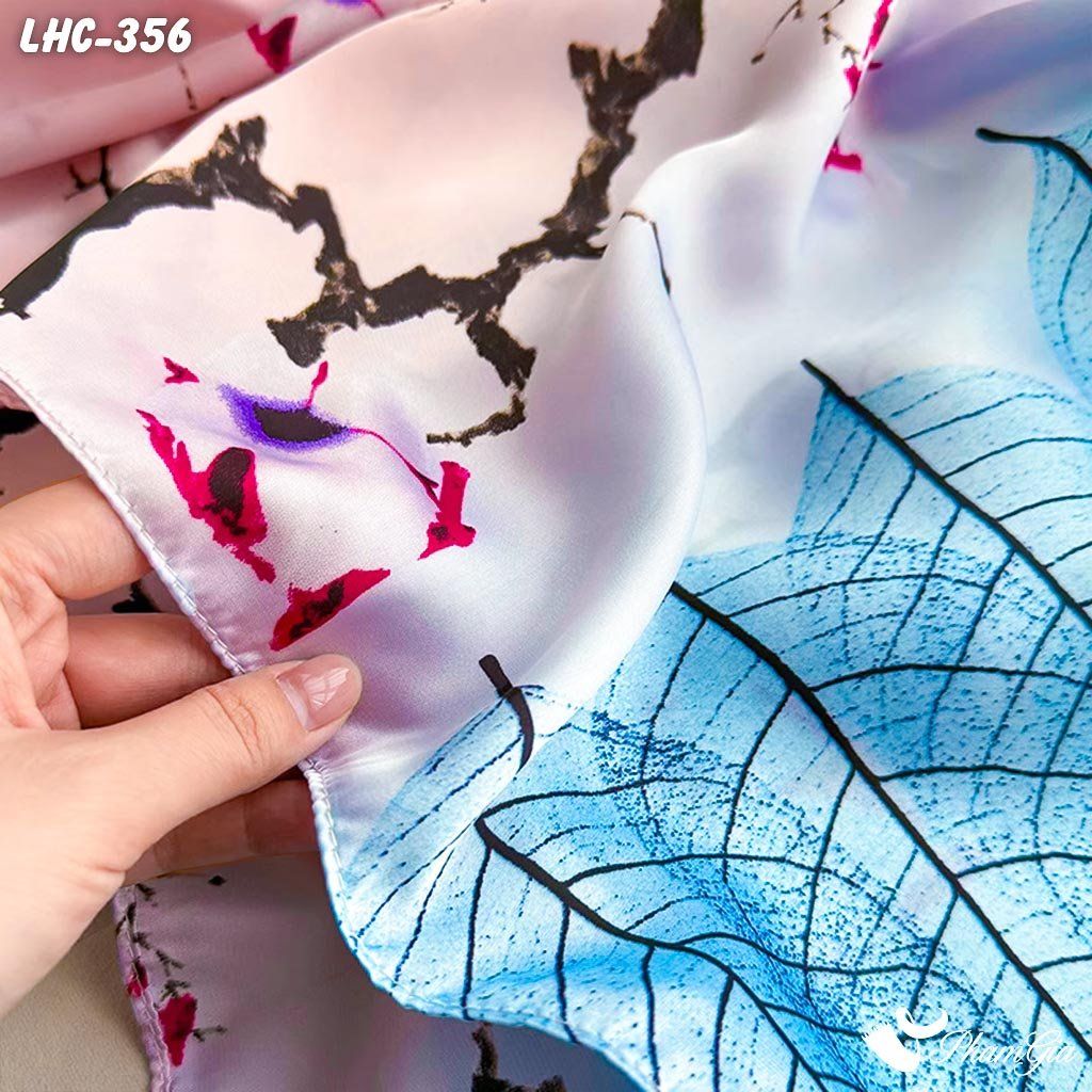 Khăn Choàng Lụa Hàng Châu Họa Tiết Cành Đào Màu Hồng Trang Nhã (LHC356)