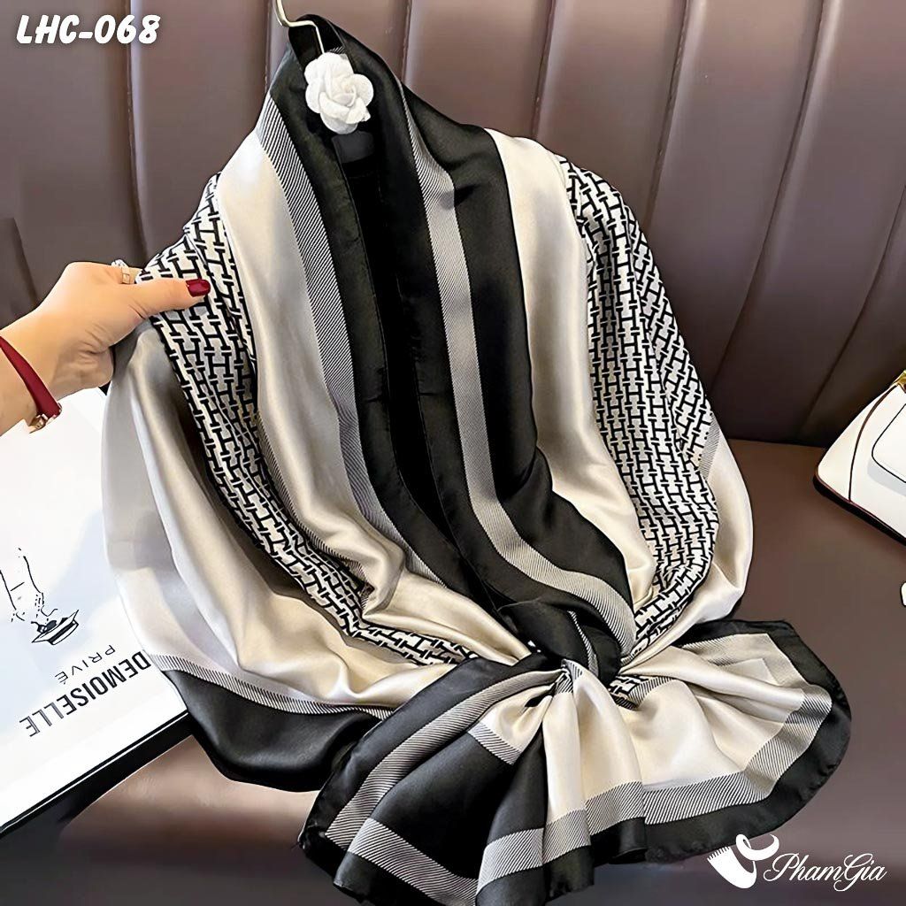 Khăn Choàng Lụa Hàng Châu Họa Tiết Chữ H Retro (LHC068)