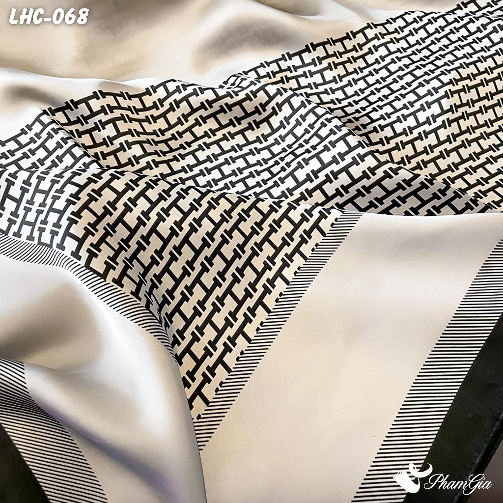 Khăn Choàng Lụa Hàng Châu Họa Tiết Chữ H Retro (LHC068)