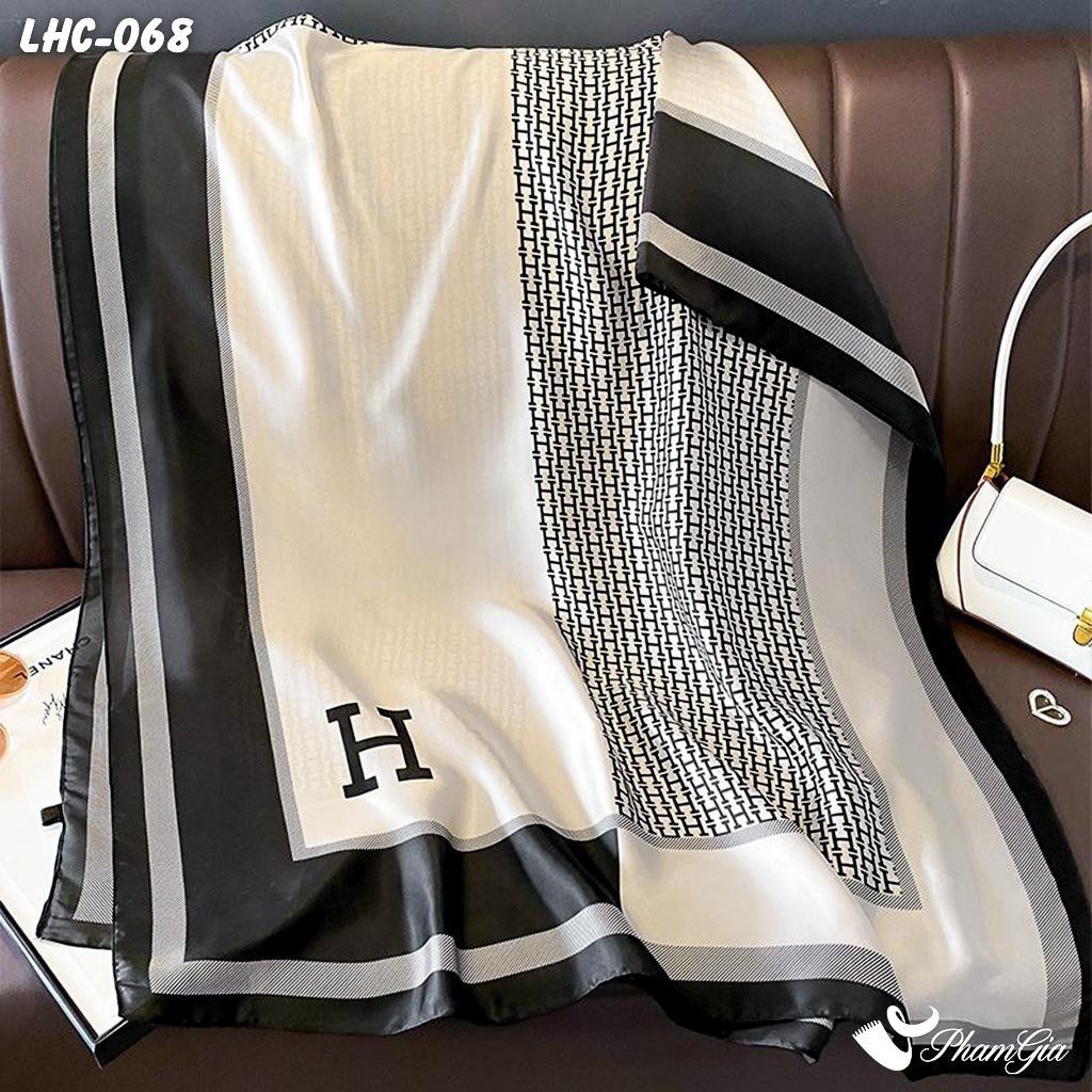 Khăn Choàng Lụa Hàng Châu Họa Tiết Chữ H Retro (LHC068)