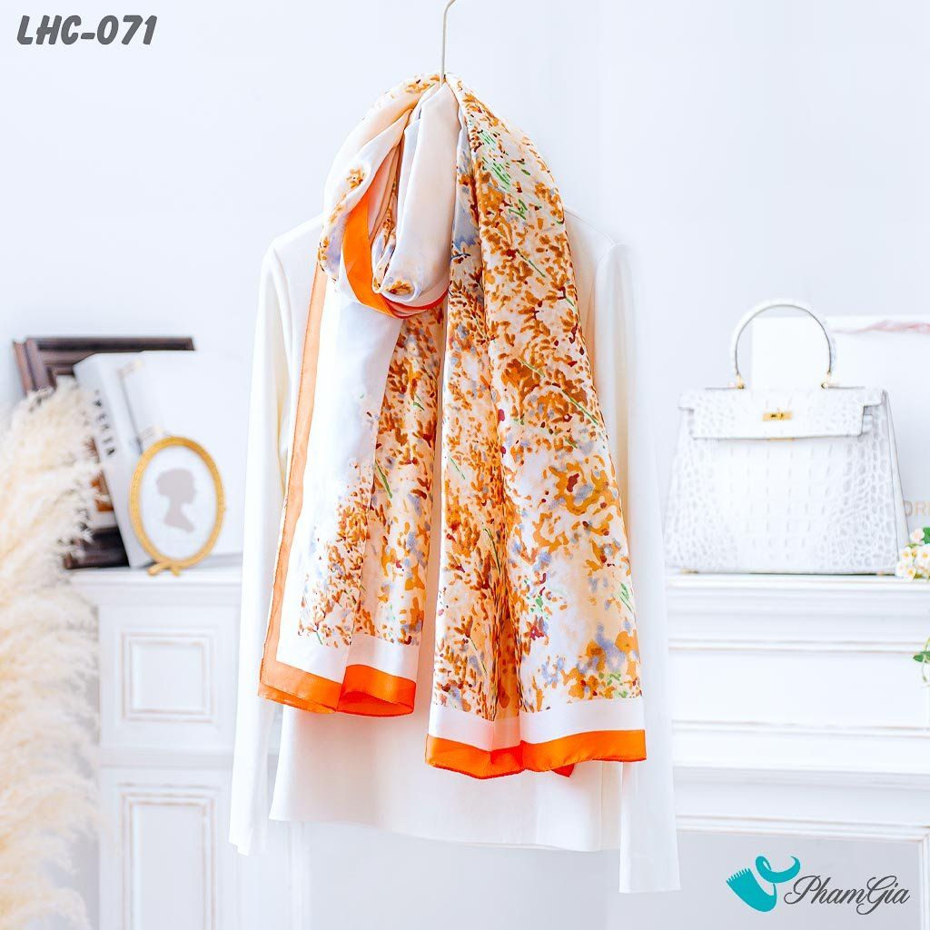 Khăn Choàng Lụa Hàng Châu Họa Tiết Hoa Diên Vĩ Trang Nhã (LHC071)
