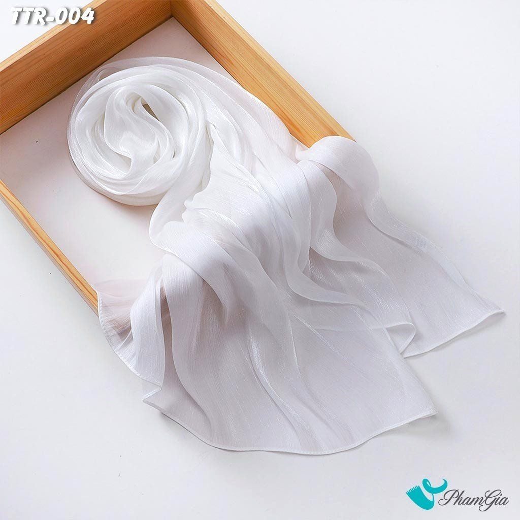 Khăn Choàng Tằm Gân Đơn Sắc Cao Cấp Màu Trắng (TTR004)