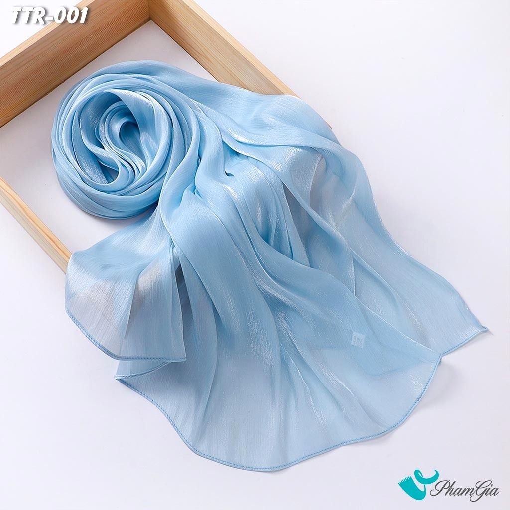 Khăn Choàng Tằm Gân Đơn Sắc Cao Cấp Màu Xanh Baby (TTR001)