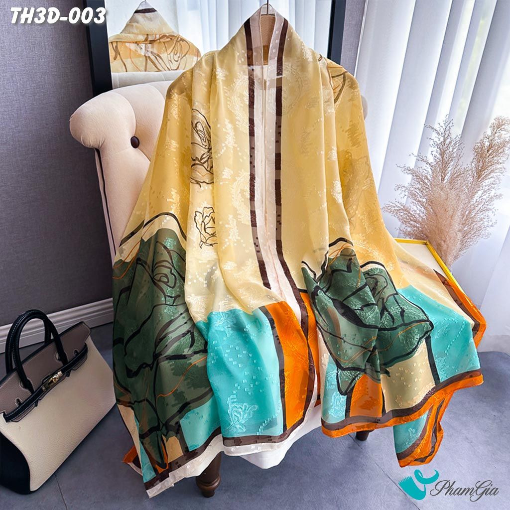 Khăn Choàng Tằm Hoa 3D Cao Cấp Họa Tiết Hoa Hồng (TH3D003)