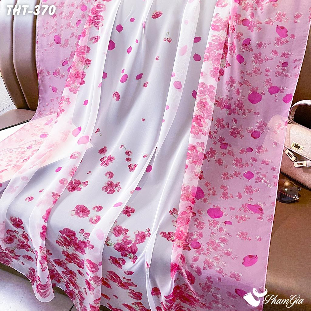 Khăn Choàng Tằm Họa Tiết Hoa Hồng Trang Nhã (THT370)