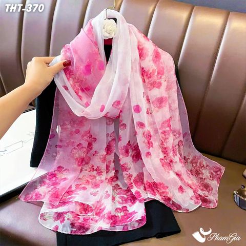 Khăn Choàng Tằm Họa Tiết Hoa Hồng Trang Nhã (THT370)
