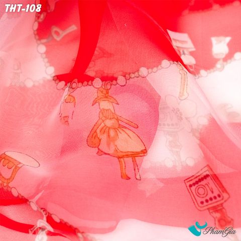 Họa Tiết Khăn Choàng Tằm Họa Tiết Màu Đỏ Phối Viền Hiện Đại