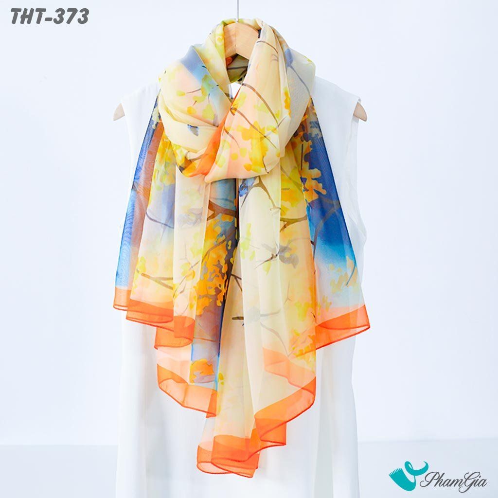 Khăn Choàng Tằm Họa Tiết Rừng Thu Trang Nhã (THT373)