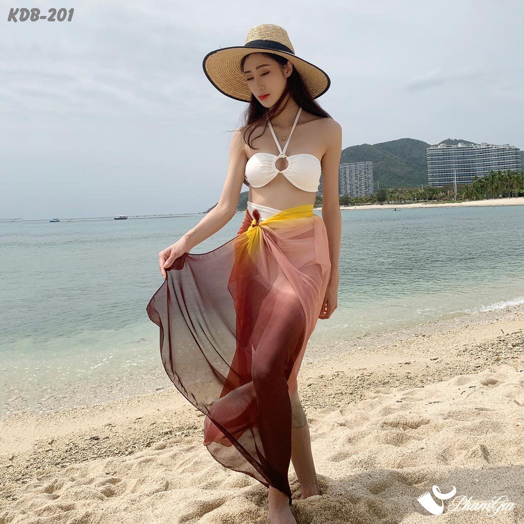 Khăn Choàng Voan Đi Biển Phối Màu Ombre Quyến Rũ (KDB201)