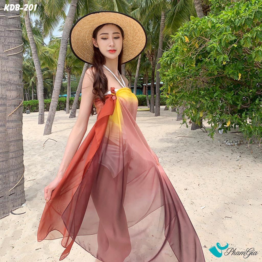 Khăn Choàng Voan Đi Biển Phối Màu Ombre Quyến Rũ (KDB201)