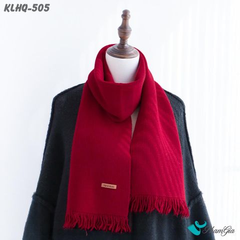 Khăn Len Giữ Ấm Phối Tua Rua Phong Cách Hàn Quốc Màu Đỏ (KLHQ505)