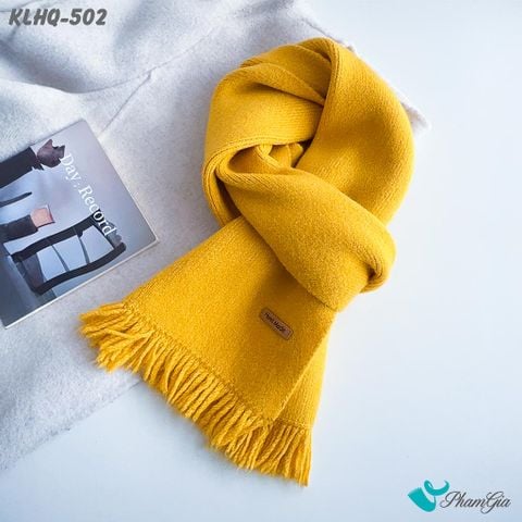 Khăn Len Giữ Ấm Phối Tua Rua Phong Cách Hàn Quốc Màu Vàng Nghệ (KLHQ502)