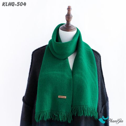 Khăn Len Giữ Ấm Phối Tua Rua Phong Cách Hàn Quốc Màu Xanh Két (KLHQ504)