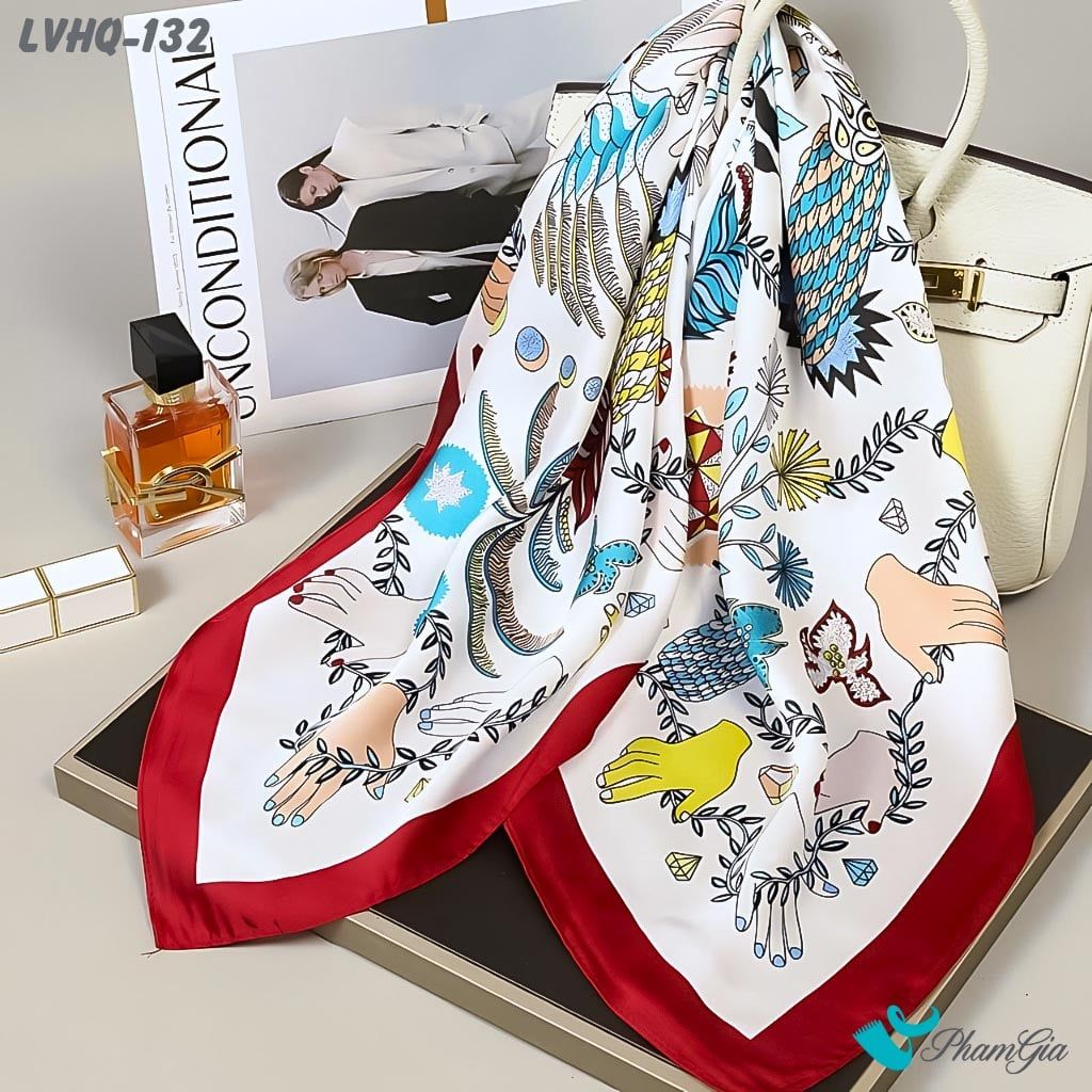 Khăn Lụa Vuông 70*70Cm Phong Cách Hàn Quốc Họa Tiết Boho Độc Đáo (LVHQ132)