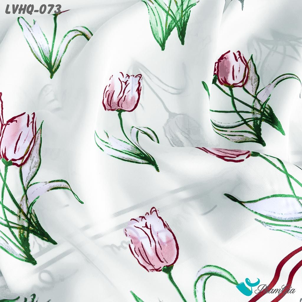Khăn Lụa Vuông 70*70Cm Phong Cách Hàn Quốc Họa Tiết Hoa Tulip (LVHQ073)