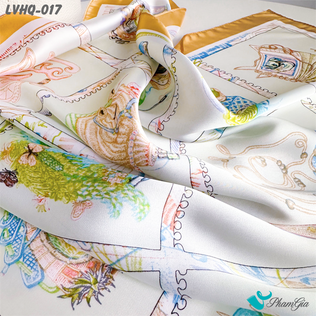Khăn Lụa Vuông 70*70Cm Phong Cách Hàn Quốc Họa Tiết Nghệ Thuật (LVHQ017)