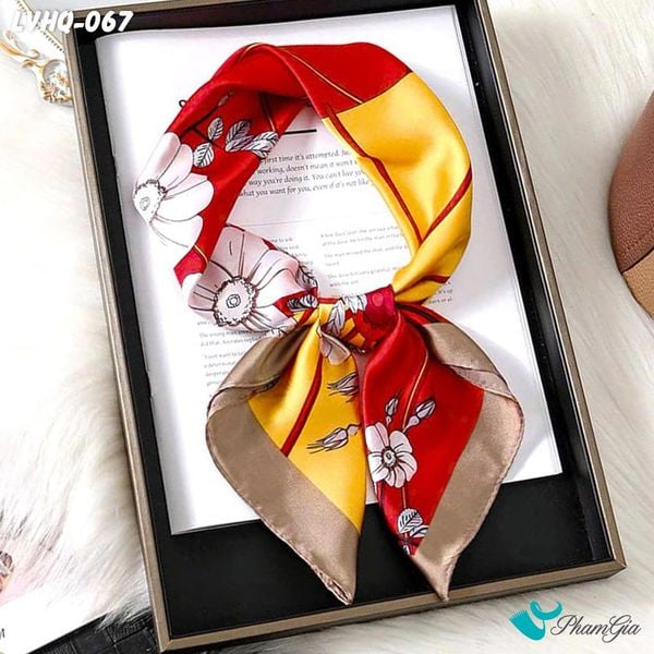Khăn Lụa Vuông 70*70Cm Phong Cách Hàn Quốc Họa Tiết Hoa Á Đông Trang Nhã (LVHQ067)